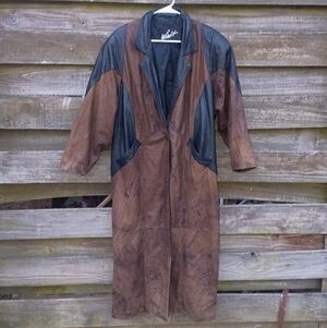 90s Winlit Two-Tone Leather Coat | Grunge Y2K